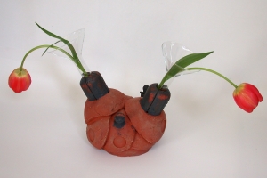 Flowers for Mr. B, ceramic and glass, 41 X 50 X 24 cm, 2004