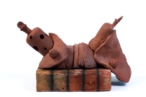 Still Life, ceramic, wood & charcoal, 27 X 46 X 25,5 cm, 2004