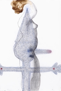 Contrapposto IV (Pinocchio), mixed media on paper, 66 X 50 cm, 2014