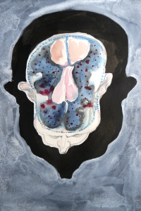 Vesalius study, mixed media on paper, 33 X 25 cm, 2013