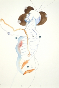 Vesalius study, mixed media on paper, 33 X 25 cm, 2014
