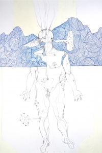 Vesalius Landscape, mixed media on paper, 65 X 50 cm, 2013