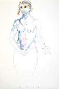 Vesalius study, mixed media on paper, 33 X 25 cm, 2014