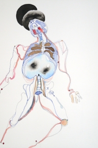 Vesalius study, mixed media on paper, 33 X 25 cm , 2014