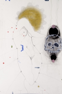Death and the Maiden, mixed media on paper, 100 X 70 cm, 2016
