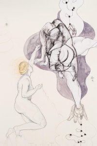 Dream Weaver, mixed media on paper, 100 X 70 cm, 2018
