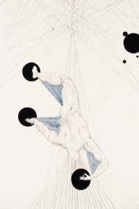 Icarus, mixed media on paper, 100 X 70 cm, 2018 (collection Museum de Buitenplaats)