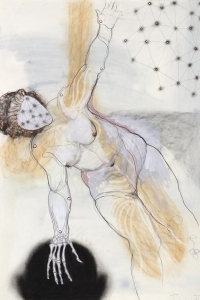 Death and the Maiden, mixed media on paper, 100 X 70 cm, 2012 (collection Joost Hesseling & Madeleine Klis)