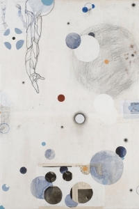 Orbits, mixed media on paper on canvas, 120 X 140 cm, 2010