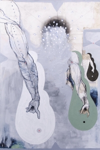 Sucession (after Vesalius), mixed media on paper on canvas, 100 X 70, 2012 cm